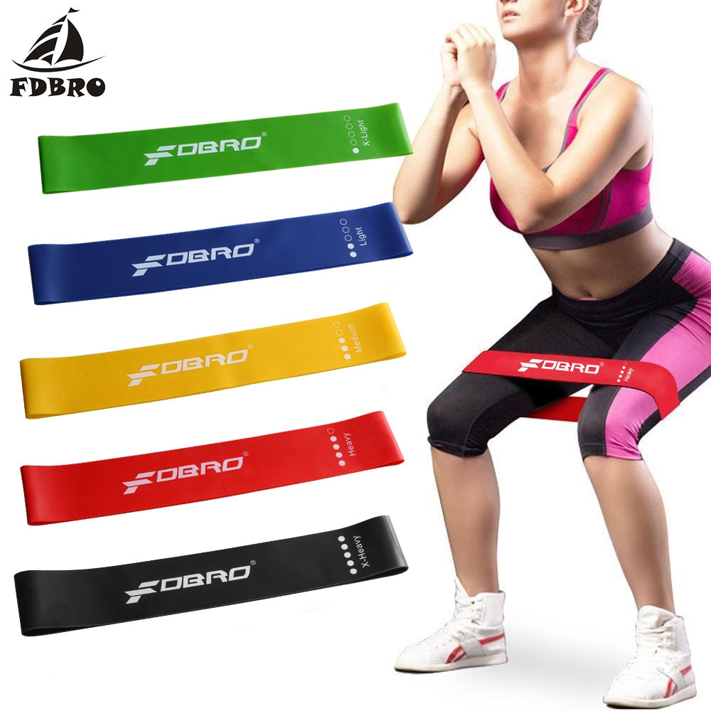 FDBRO 5 Level Resistance Bands Rubber Loops Latex Yoga Gym Strength Training Athletic Rubber Bands Workout Fitness Gym Equipment