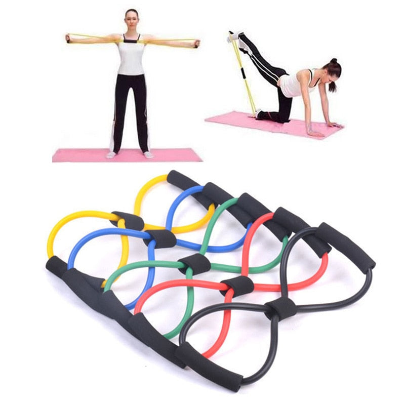 New Gym 8 Word Elastic Band Chest Developer Rubber Latex Resistance Bands Fitness Equipment Stretch Yoga Training Crossfit Bands